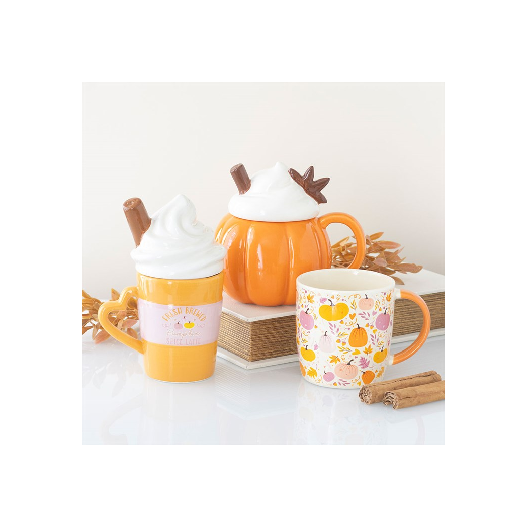 Pumpkin Cream Lidded Autumn Gift Mug