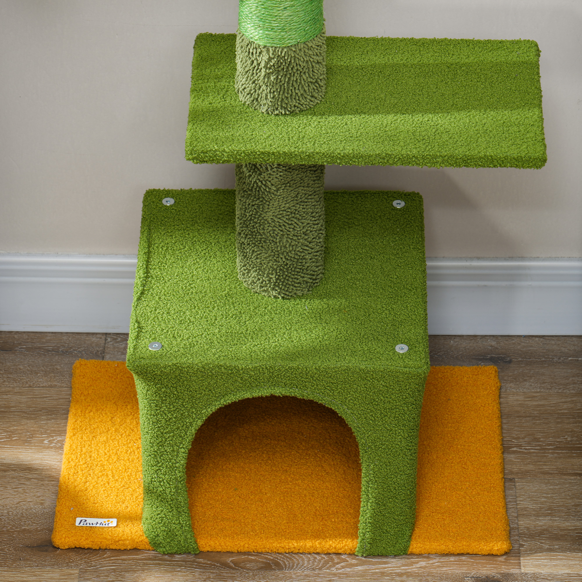 PawHut 230-275cm Floor-to-Ceiling Cat Tree for Indoor Cats with Cat House