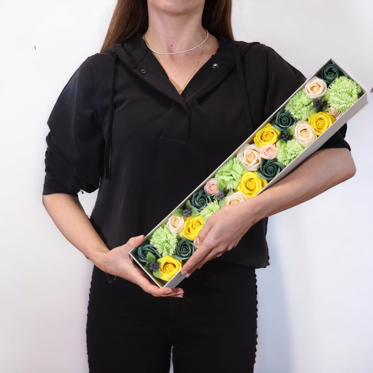 Extra Long Box - Spring Celibrations - Yellow & Greens- Soap Flower Gift