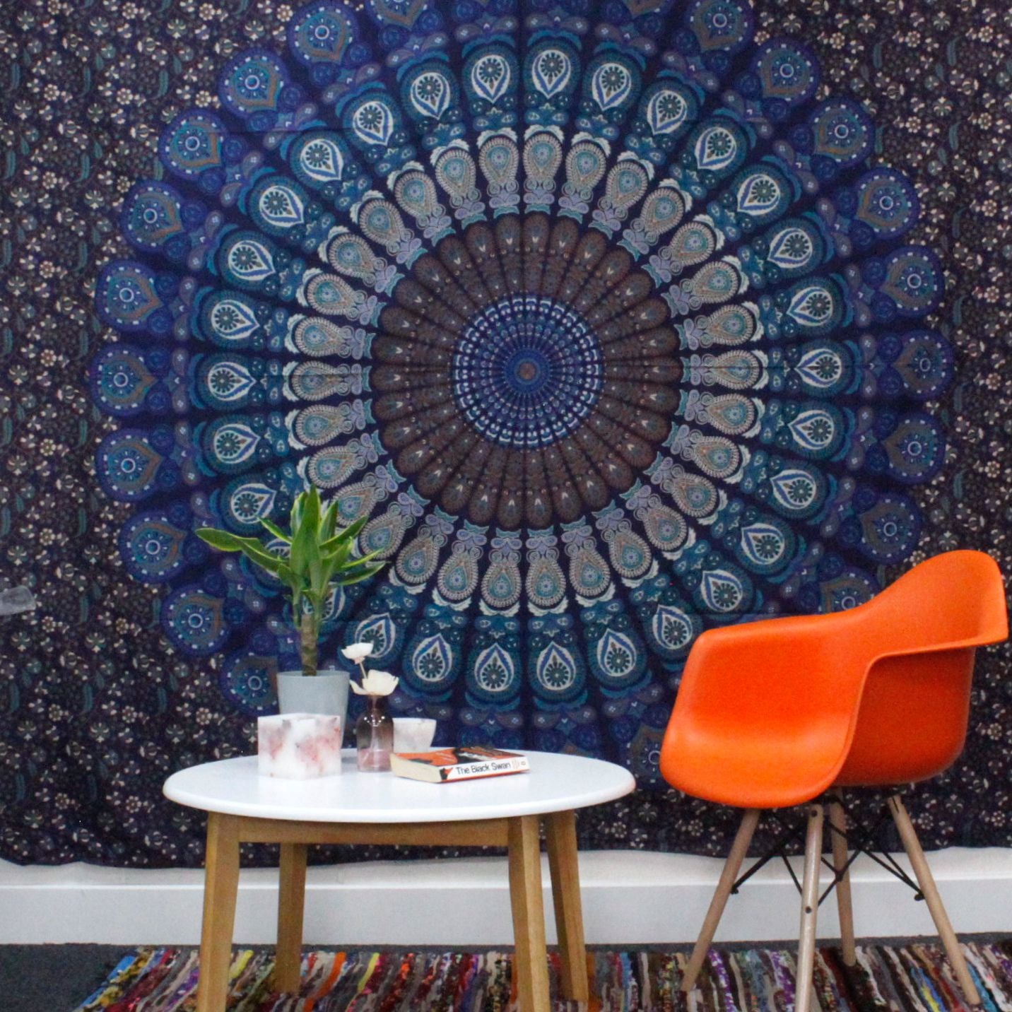 Single Cotton Bedspread + Wall Hanging - Hamsa