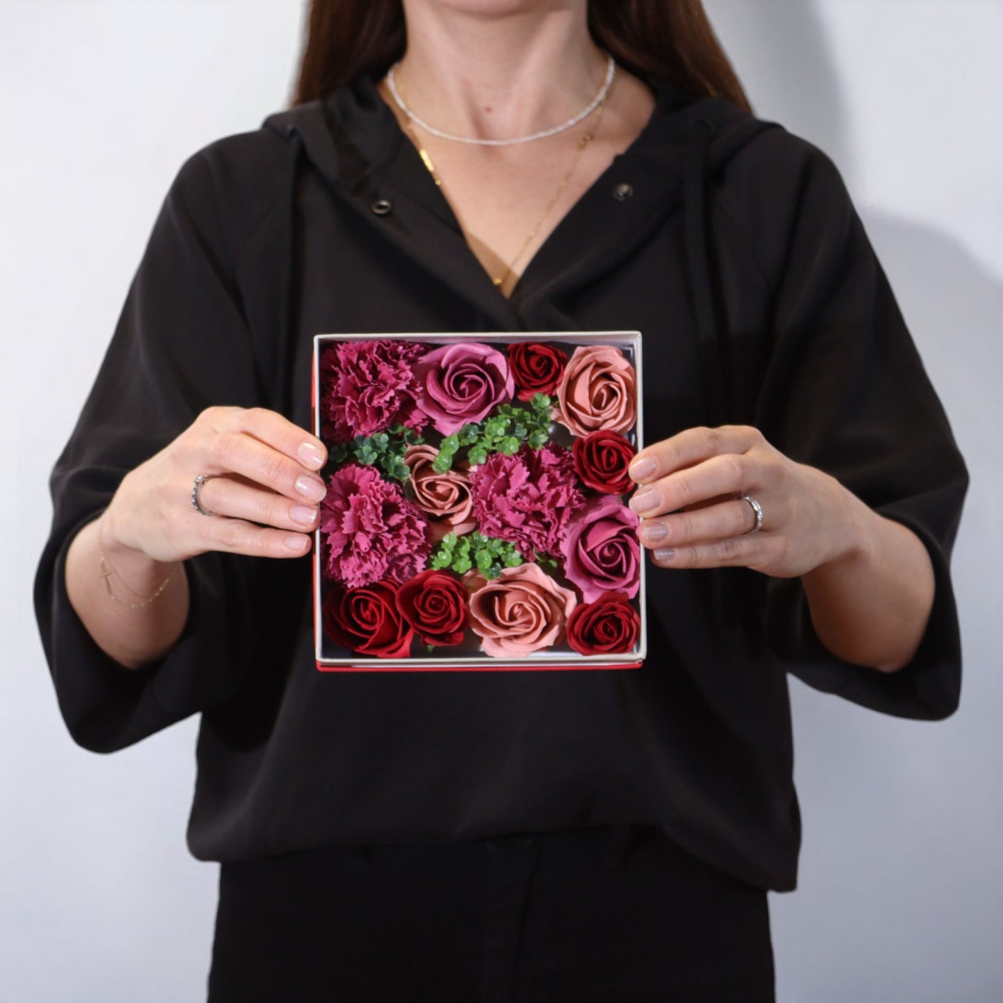 Square Box - Vintage Roses.- Soap Flower Gift