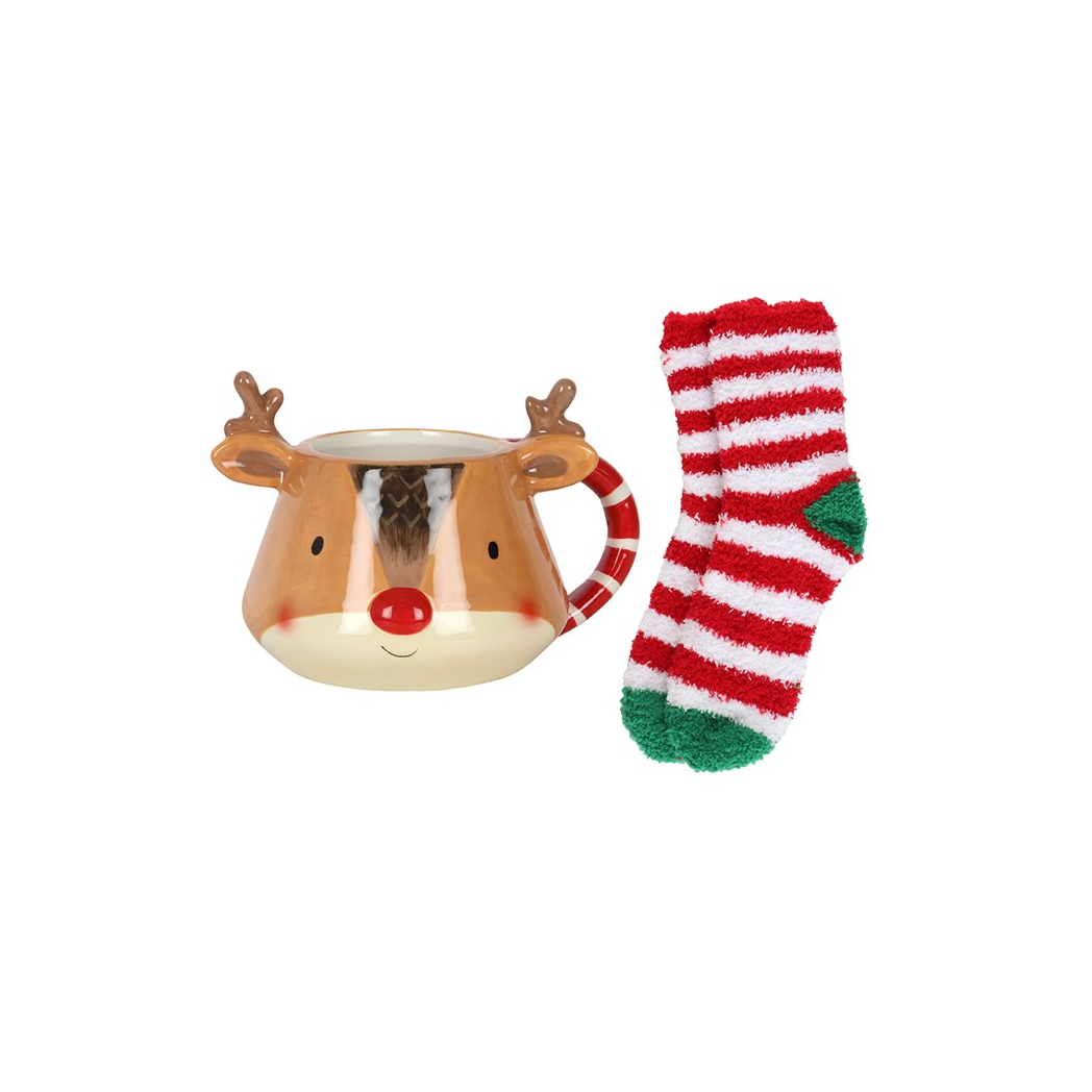 Reindeer Mug and Socks Gift Set
