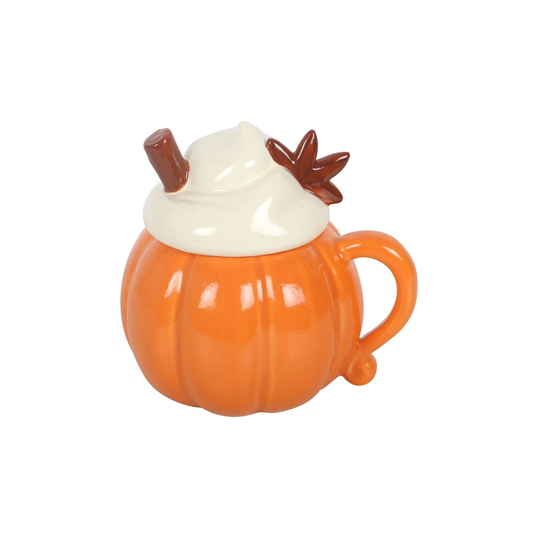Pumpkin Cream Lidded Autumn Gift Mug