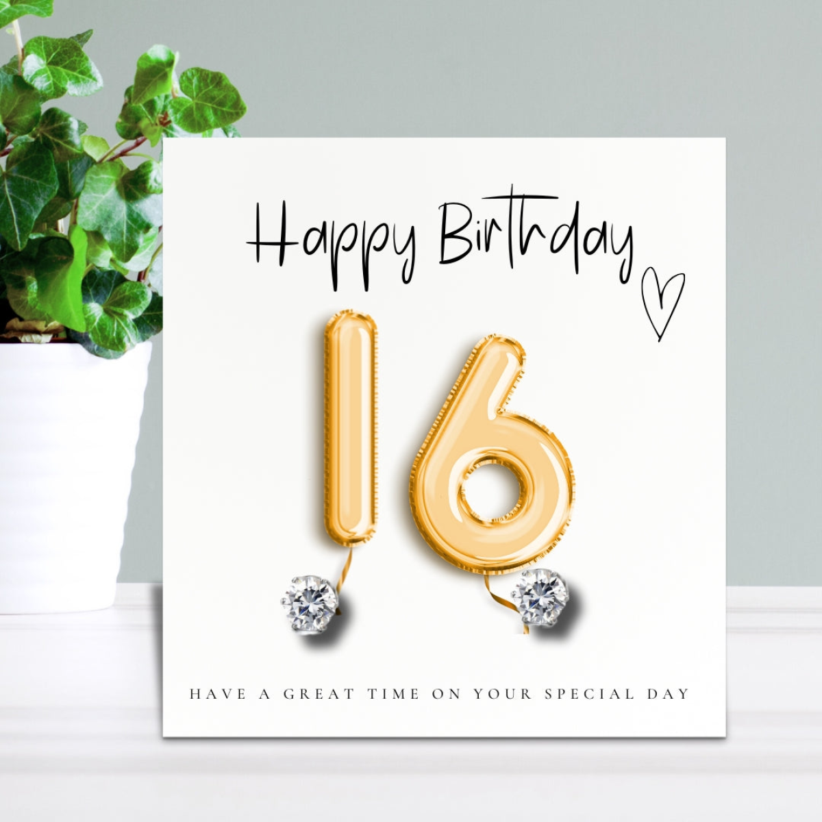 16th Birthday Cubic Zirconia Silver Earrings & Gold Balloons Mini Gift Hamper