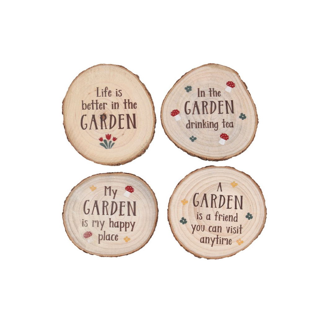 Garden Wood Slice Coaster Set
