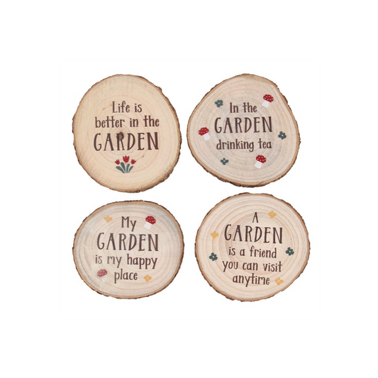 Garden Wood Slice Coaster Set