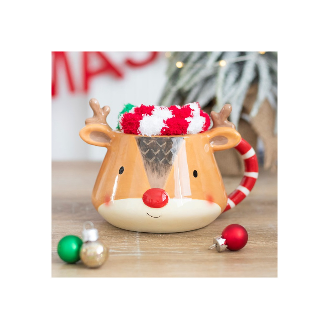 Reindeer Mug and Socks Gift Set