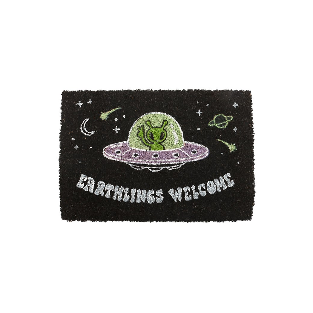 Black Earthlings Welcome Alien UFO Doormat