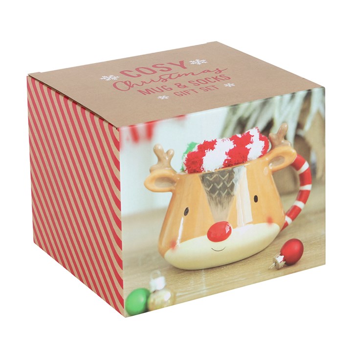 Reindeer Mug and Socks Gift Set