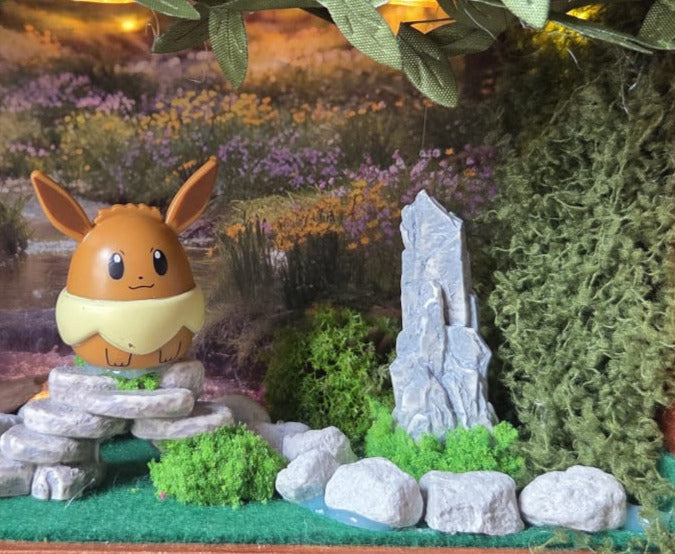 Evee Pokemon Handmade One of a Kind Fairy Lights Book Nook