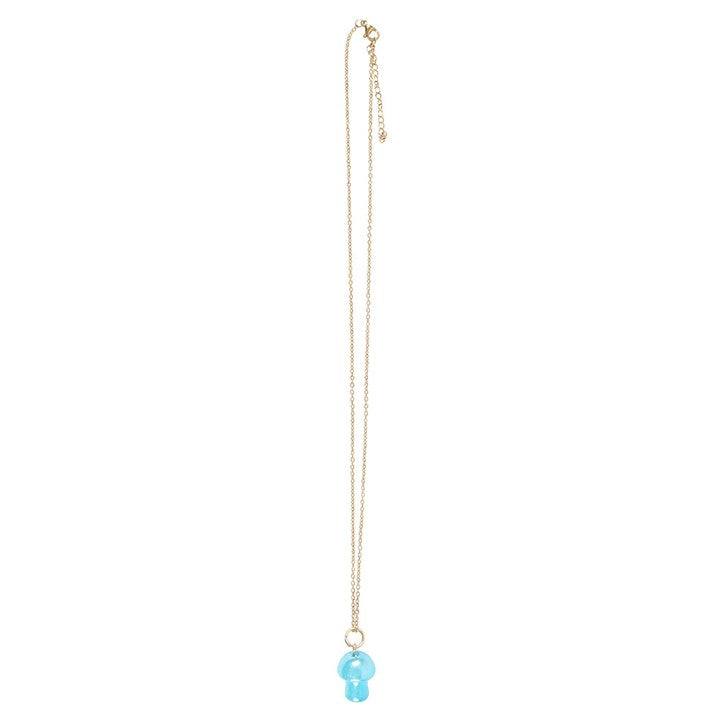 Blue Aura Mushroom Necklace Greeting Card