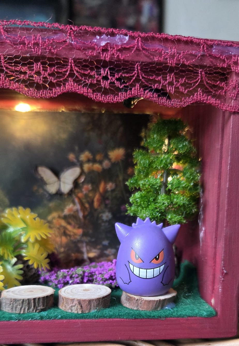 Gengar Pokemon Handmade One of a Kind Fairy Lights Book Nook