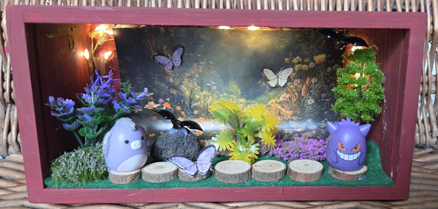 Gengar Pokemon Handmade One of a Kind Fairy Lights Book Nook
