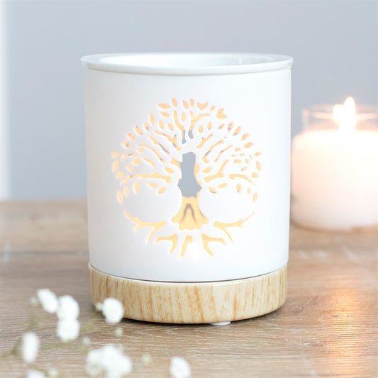 White Tree of Life Cut Out Oil Burner Wax Warmer