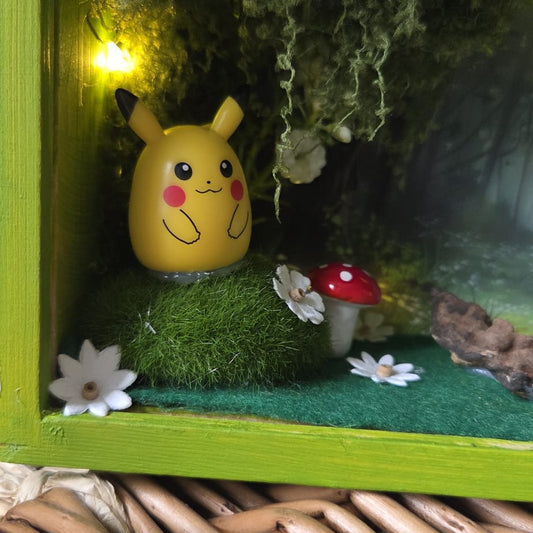 Pikachu Pokemon Handmade One of a Kind Fairy Lights Book Nook
