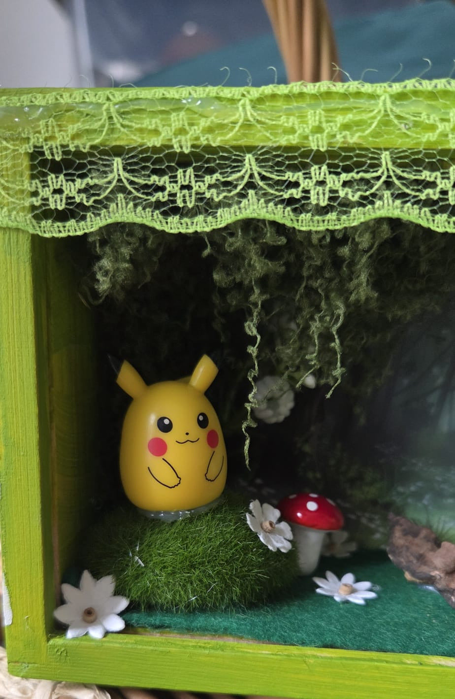 Pikachu Pokemon Handmade One of a Kind Fairy Lights Book Nook
