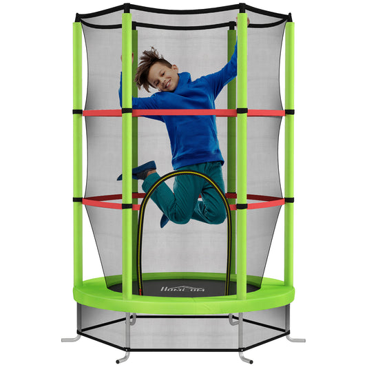 HOMCOM Kids Trampoline Mini Bouncer w/ Enclosure Net for 3-6 Years Green