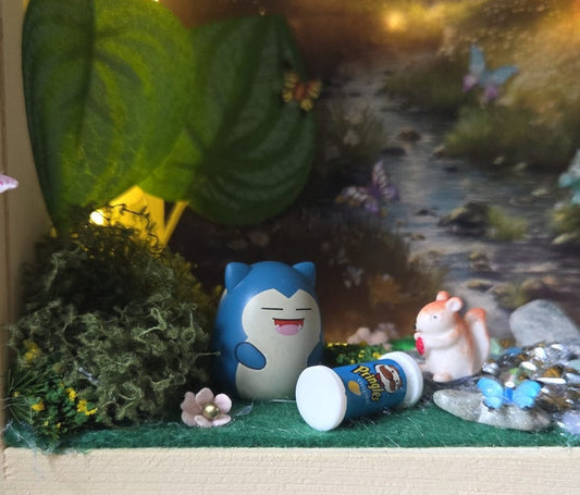 Snorlax Pokemon Handmade One of a Kind Fairy Lights Book Nook
