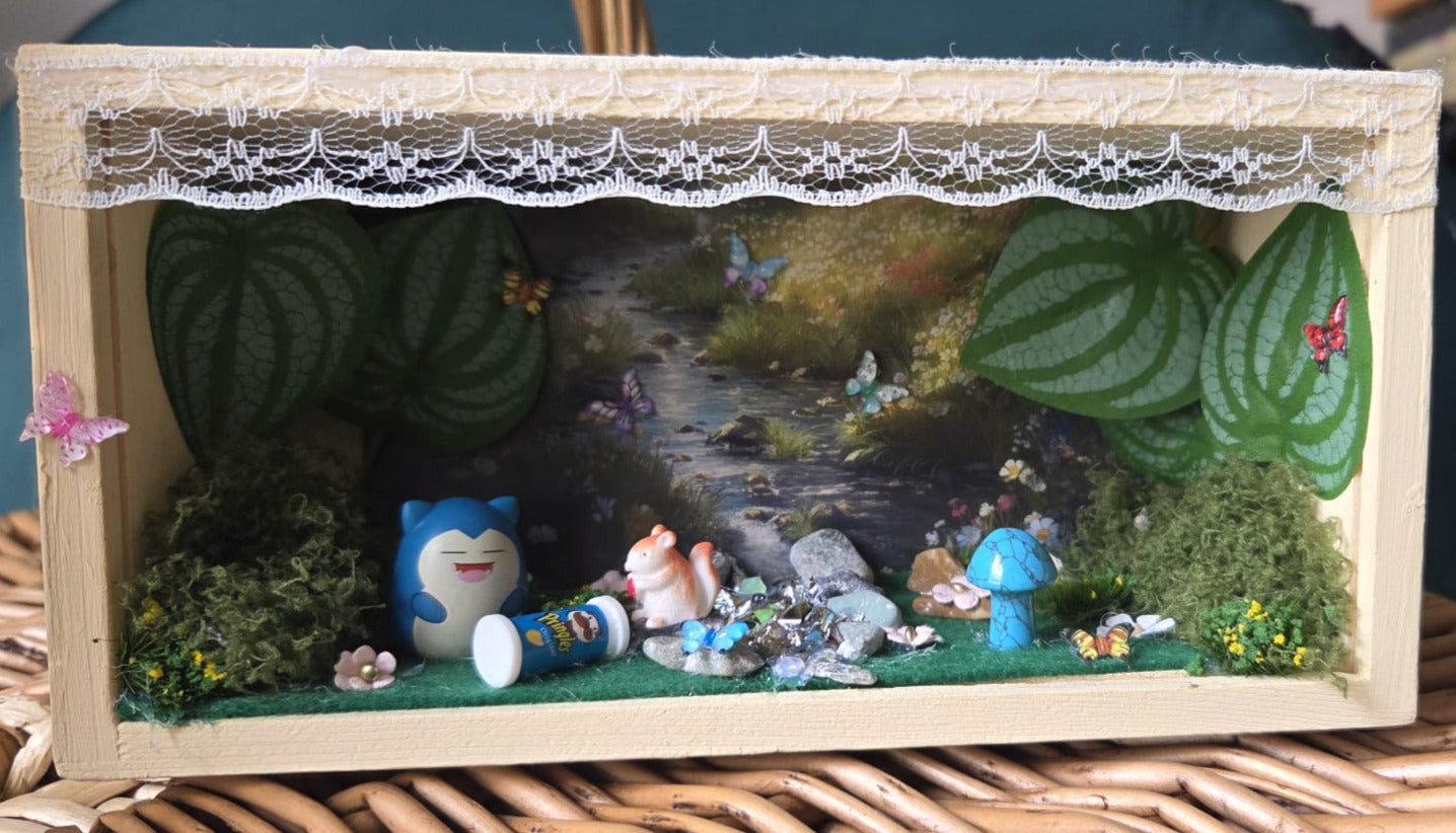 Snorlax Pokemon Handmade One of a Kind Fairy Lights Book Nook