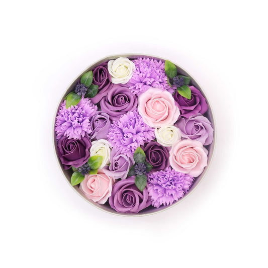 Round Box - Lavender Rose & Carnation- Soap Flower Gift