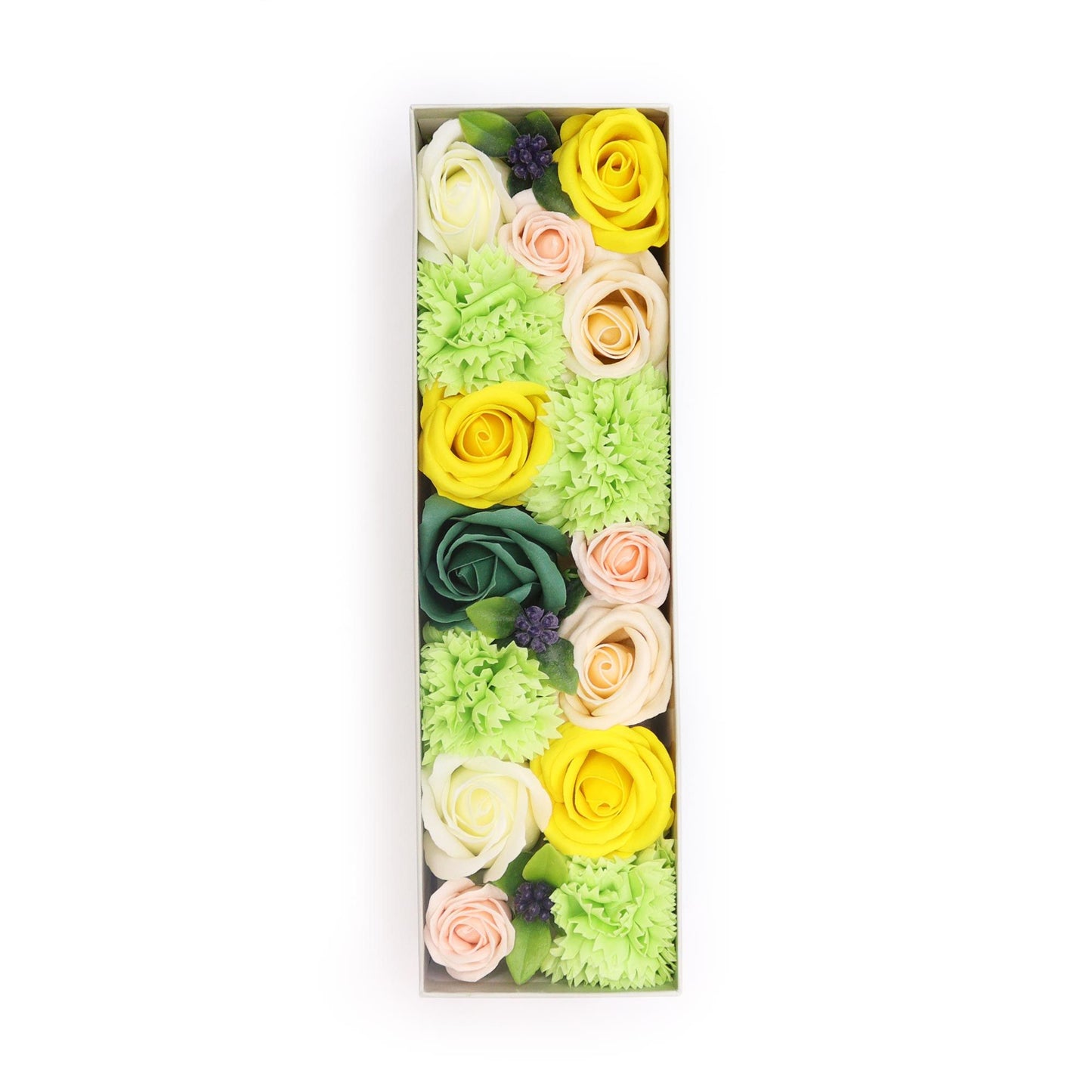 Long Box - Spring Celibrations - Yellow & Greens Soap Flowers