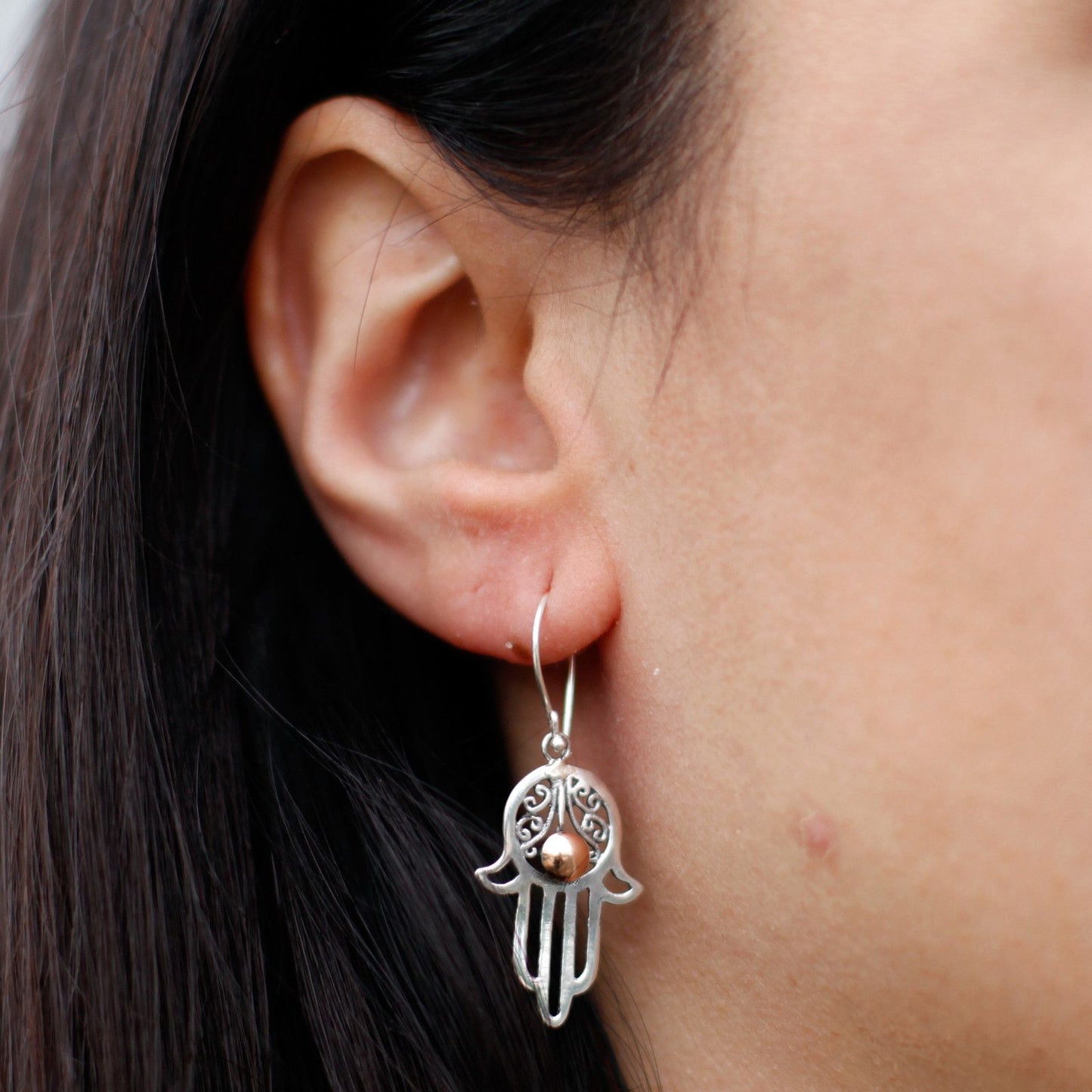 Silver & Gold Earrings - Hamsa