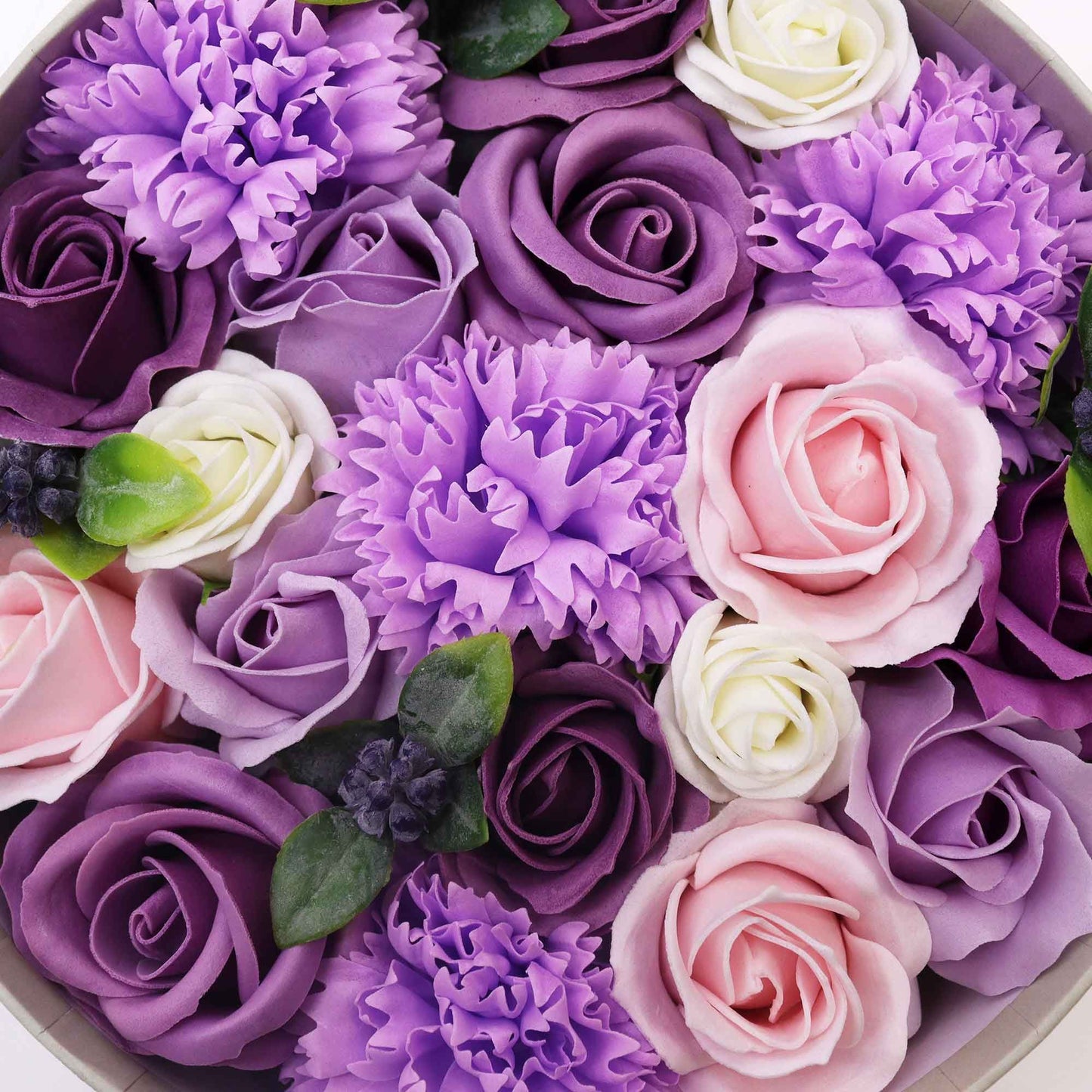 Round Box - Lavender Rose & Carnation- Soap Flower Gift