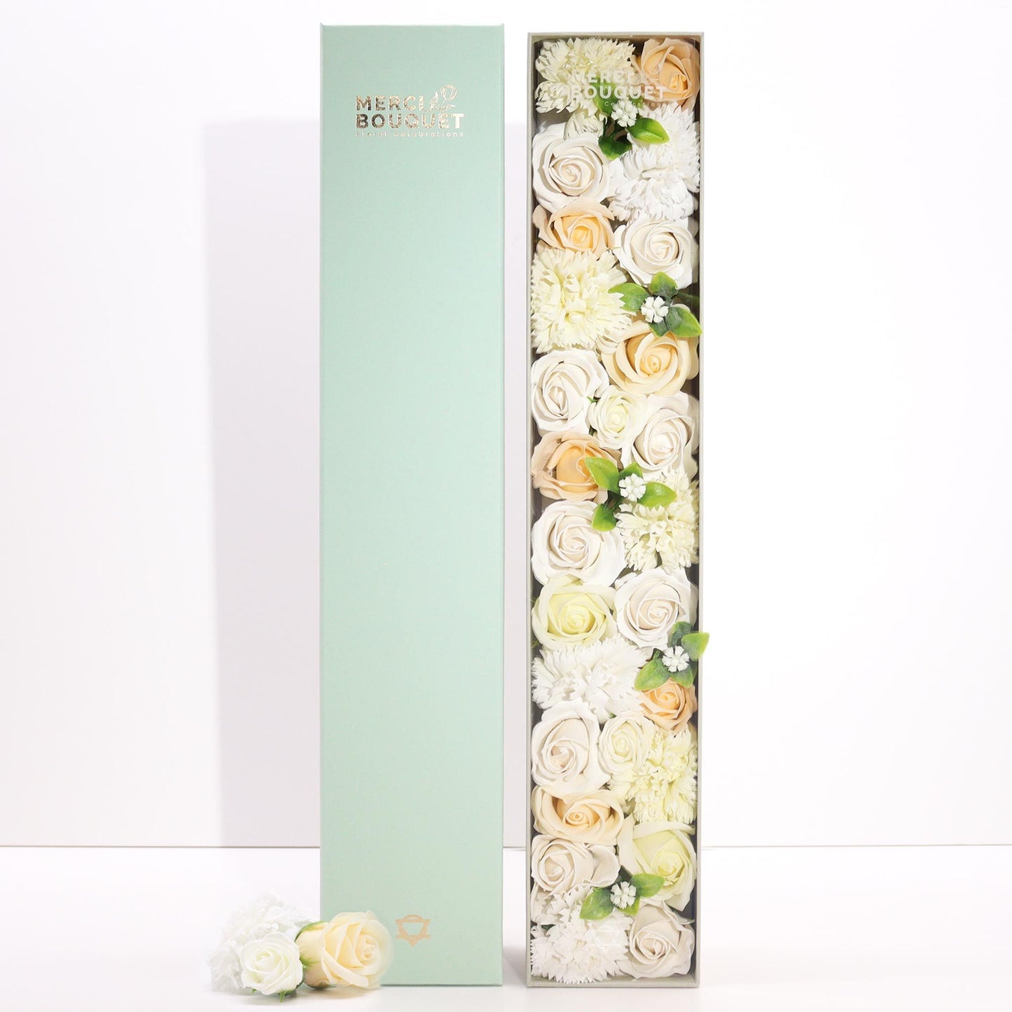 Extra Long Box - Wedding Blessings - White & Ivory- Soap Flower Gift
