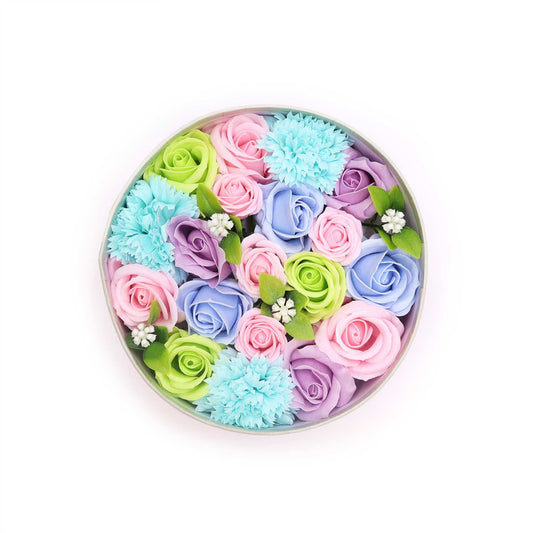 Round Box - Baby Blessings - Blues - Soap Flower Gift