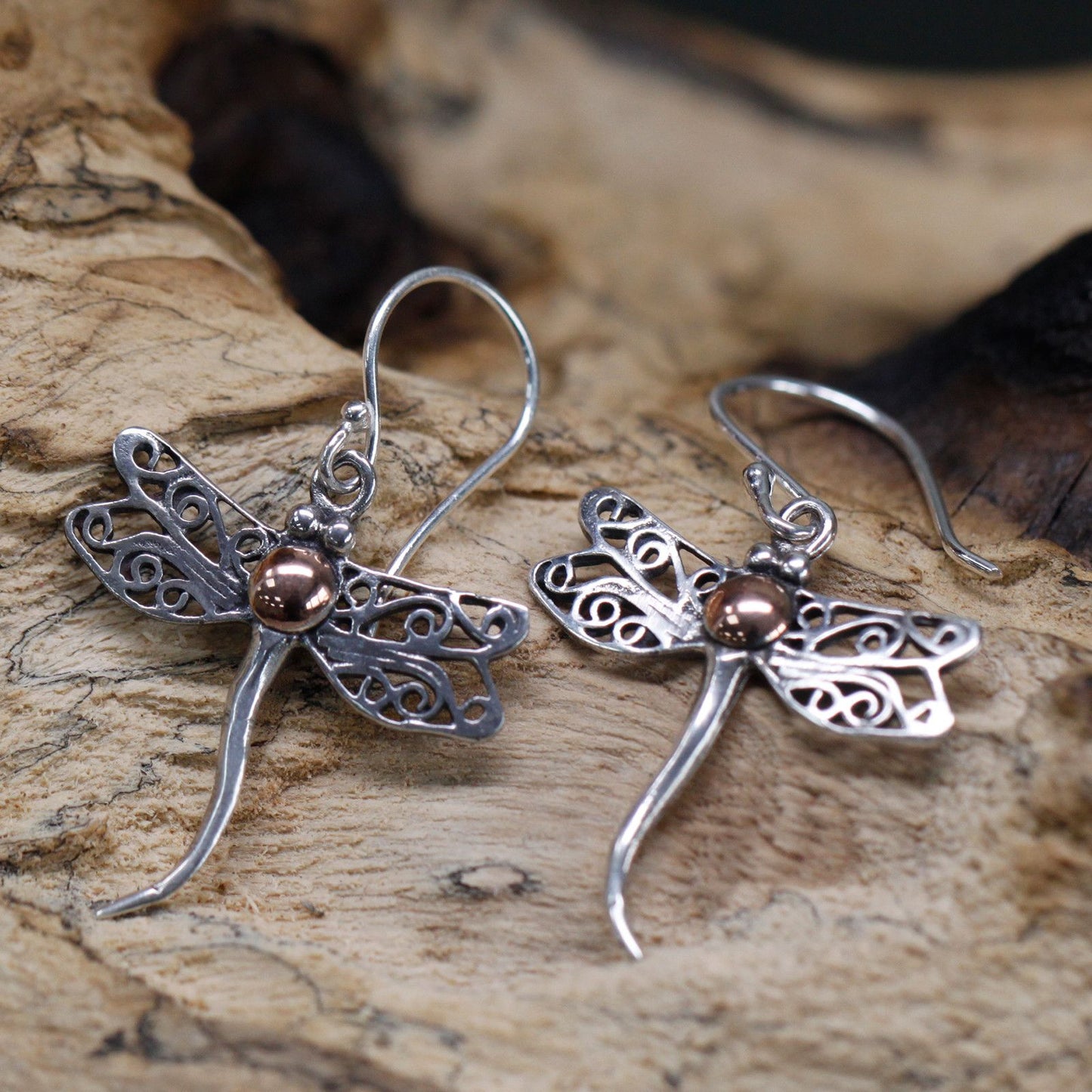 Silver & Gold Earrings - Dragonflies