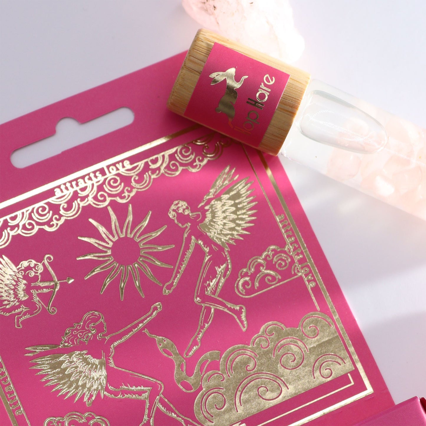 The Lovers Tarot Card Hop Hare Rose Quartz Essential Oil Roll On