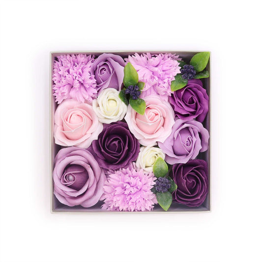 Square Box - Lavender Rose & Carnation - Soap Flower Gift