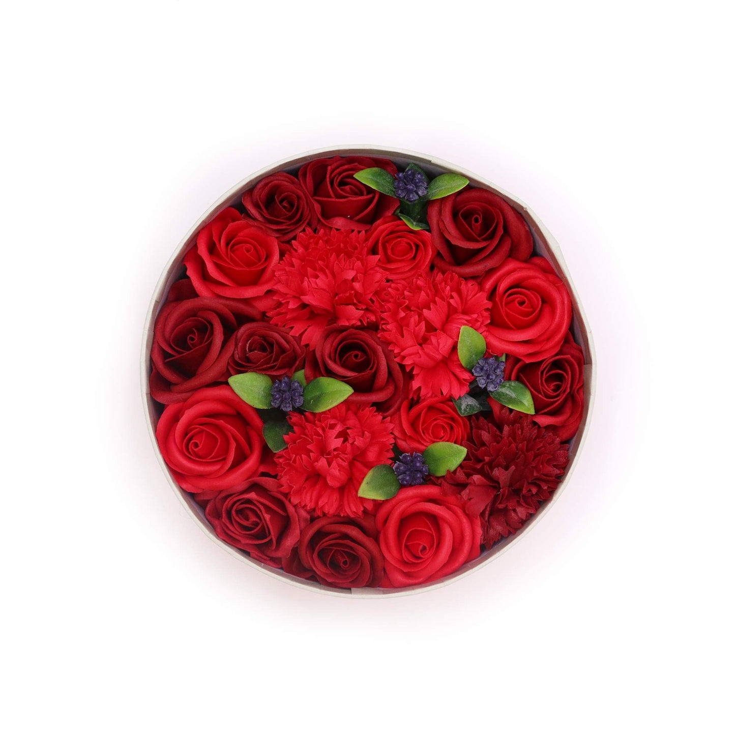 Round Box - Classic Red Roses -- Soap Flower Gift