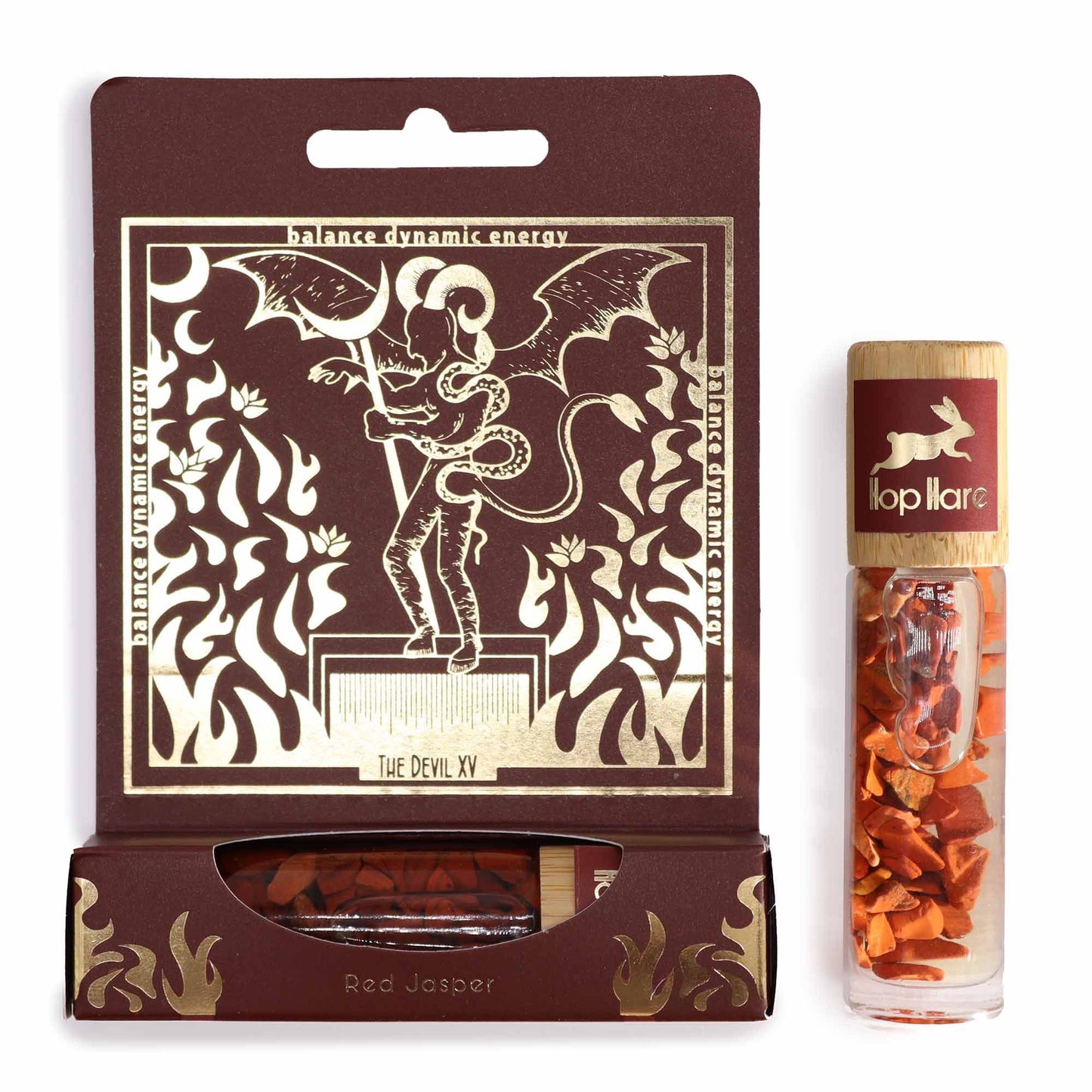 The Devil Hop Hare Tarot Essential Oil Red Jasper Crystal Roll On