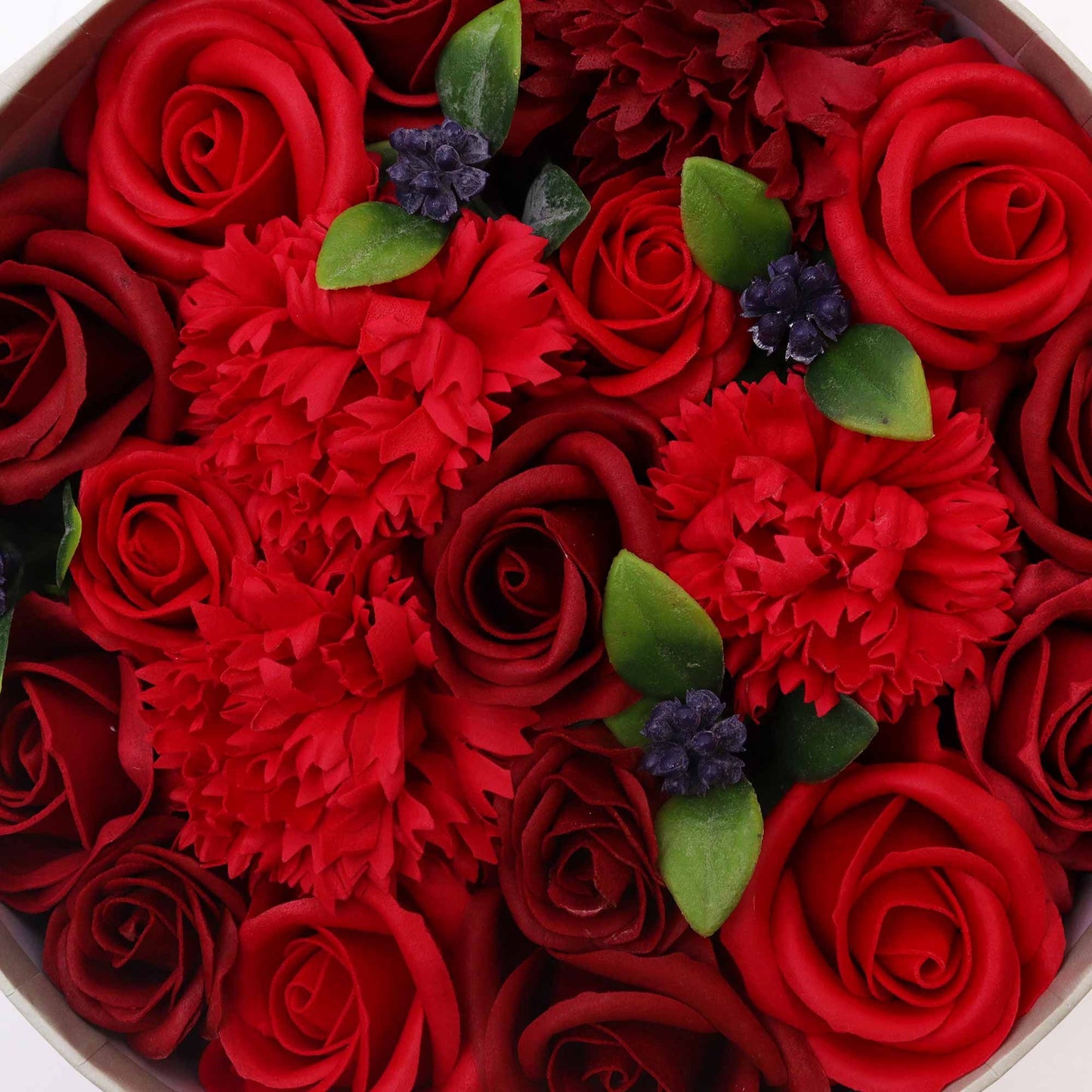 Round Box - Classic Red Roses -- Soap Flower Gift
