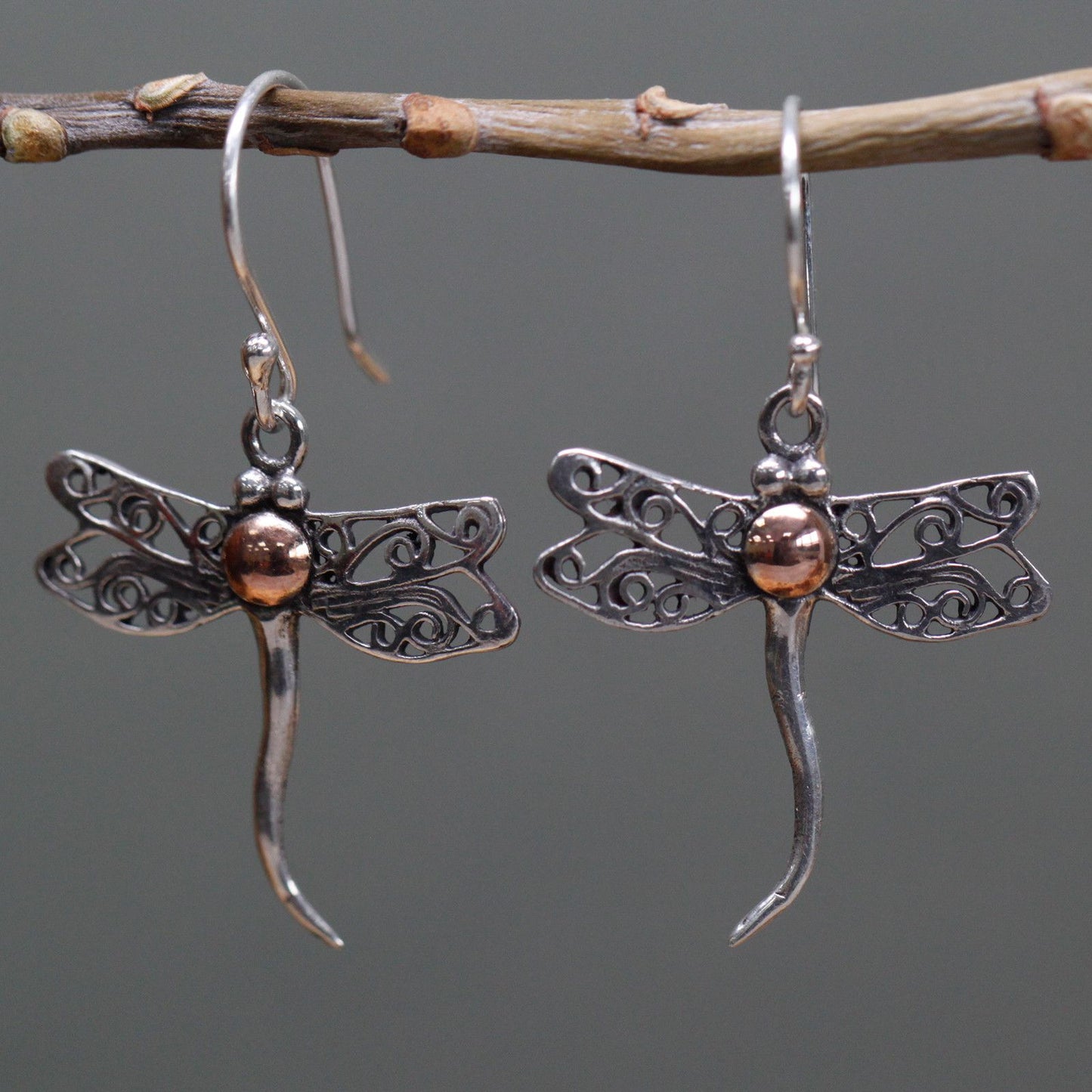 Silver & Gold Earrings - Dragonflies