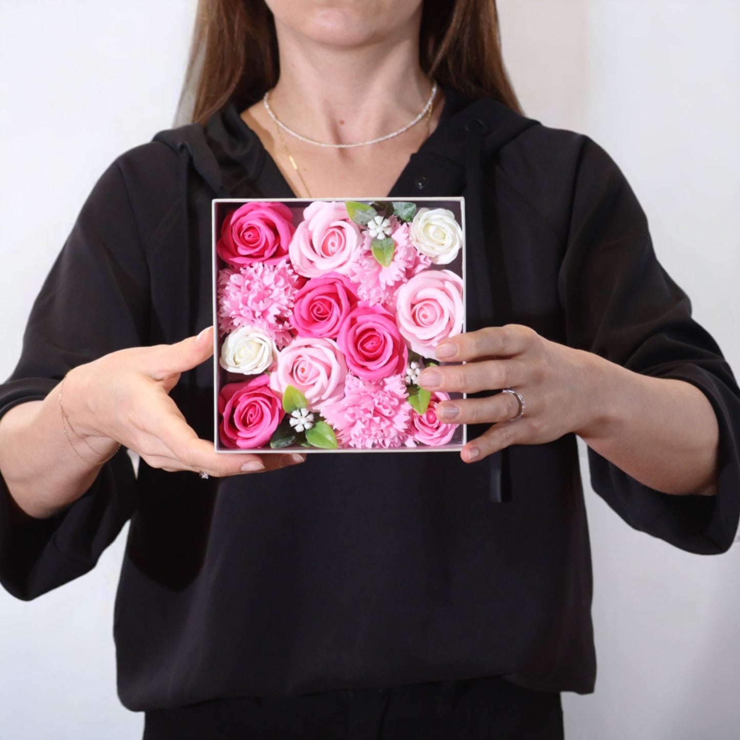 Square Box - Baby Blessings - Pinks - Soap Flower Gift