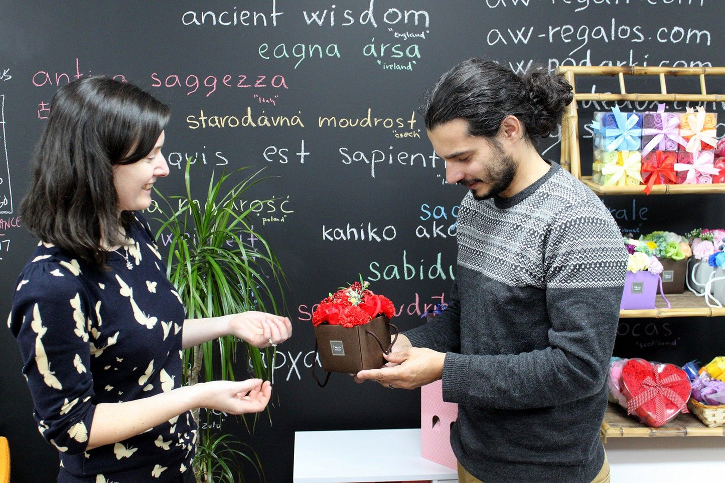 Soap Flower Bouquet - Red Rose & Carnation.