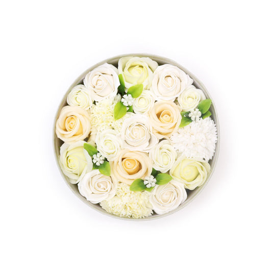 Round Box - Wedding Blessings - White & Ivory Soap Flower Gift