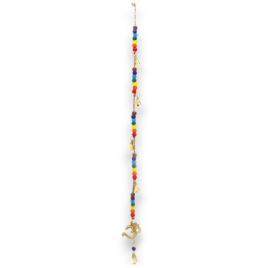 Indian Chimes - Brass OM with Chakra Beads String Bells 53cm