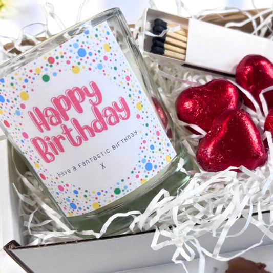Happy Birthday Dotty Candle Gift Set | Birthday Gift Box For Her | Personalised Birthday Gift | Birthday Gift Hamper | Sisters Birthday Gift