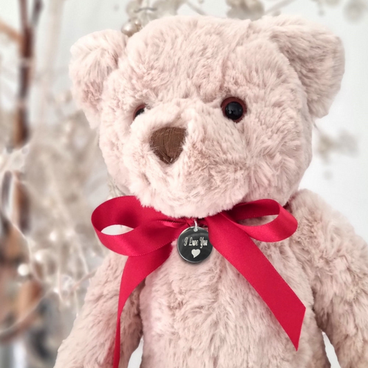 I Love You Teddy Bear  & Engraved Charm