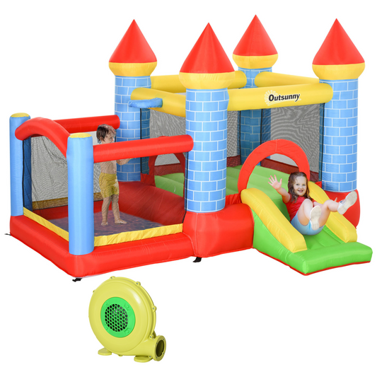 Bouncy Castle W/ Slide Pool 4 in 1 composition W/ Blower Multi-color