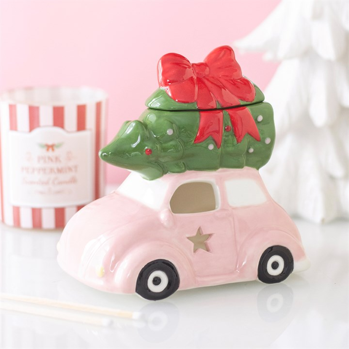 Pink Car with Christmas Tree Oil Burner - Wax Warmer
