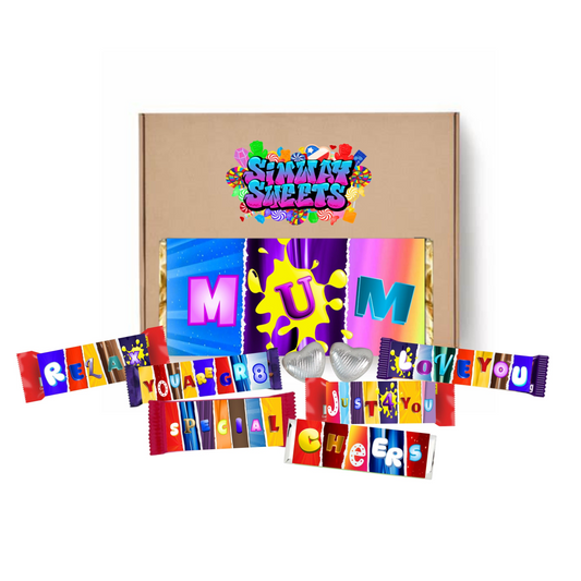 Mothers Day Gift Box With Fun Chocolate Bar Wrappers - Mum