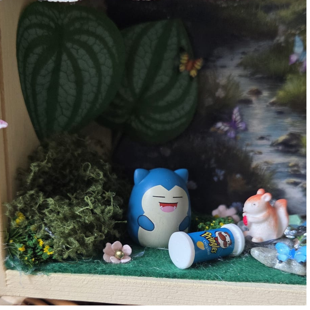 Snorlax Pokemon Handmade One of a Kind Fairy Lights Book Nook